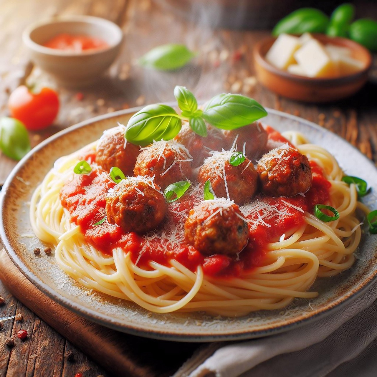 Spaghetti mit Hackbällchen